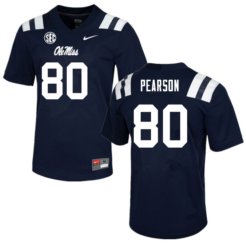Men #80 Jahcour Pearson Ole Miss Rebels College Football Jerseys Sale-Navy